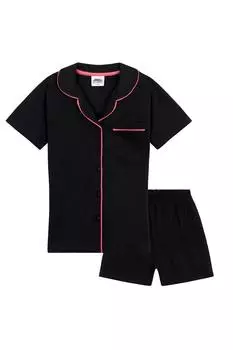 Пижамный комплект с короткими рукавами на пуговицах CityComfort, черный