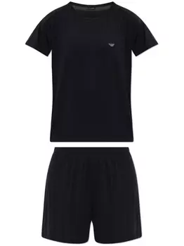 Пижамный комплект с логотипом Emporio Armani, черный