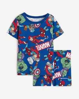 Пижамный комплект с принтом Марвел H&M Marvel Comics Print, синий