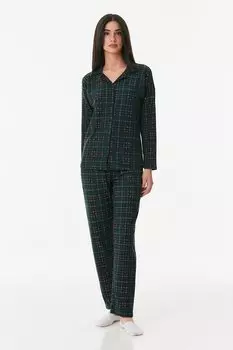 Пижамный комплект с рубашечным воротником в клетку Fullamoda