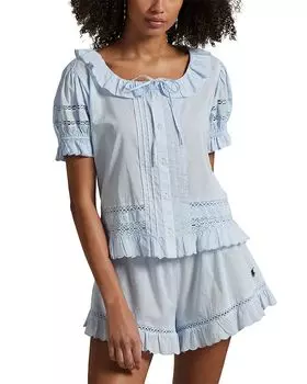 Пижамный комплект с рюшами Short Polo Ralph Lauren, синий