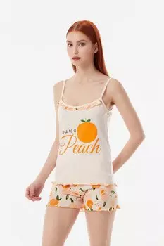 Пижамный комплект с шортами и рюшами с принтом Fullamoda