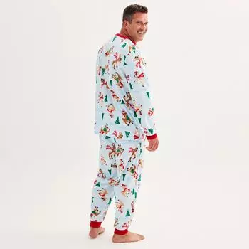 Пижамный комплект с верхом и низом Big & Tall Jammies для вашей семьи Рудольф с красным носом и оленями Licensed Character