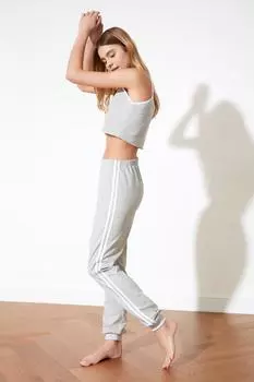 Пижамный комплект - Серый - Однотонный Trendyol, серый