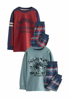 Пижамный комплект SET LONG SLEEVE CHECK 2 PACK REGULAR FIT Next, синий/красный