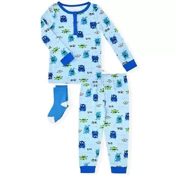 Пижамный комплект Sleep On It для мальчиков (2 шт.) из сверхмягкого джерси, плотно прилегающего кроя и носков в тон Sleep on it, цвет Monsters