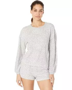 Пижамный комплект Splendid Long Sleeve Blousson Sleeve Short Set, цвет Loveworn Leo