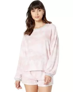 Пижамный комплект Splendid Long Sleeve Blousson Sleeve Short Set, цвет Washed Tie-Dye Peach