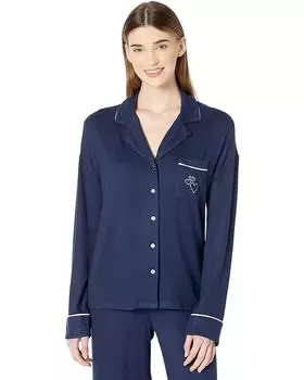 Пижамный комплект Splendid Long Sleeve Notch Long PJ Set, цвет Solid Peacoat