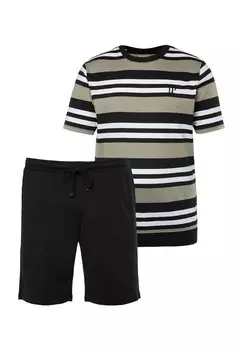 Пижамный комплект STOMACH FIT STRIPES UP TO 8 XL JP1880, черный