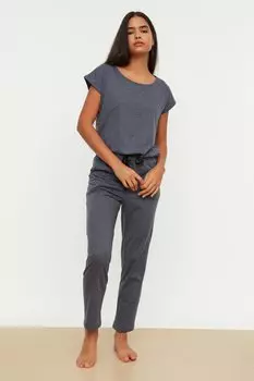 Пижамный комплект Trendyol из футболки и брюк, темно-синий