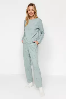 Пижамный комплект Trendyol с принтом мятных звезд