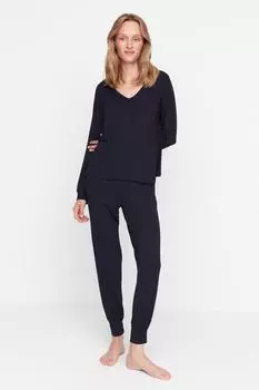 Пижамный комплект TRENDYOLMLLA, темно-синий