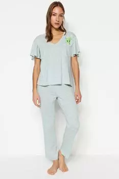 Пижамный комплект TRENDYOLMLLA, зеленый