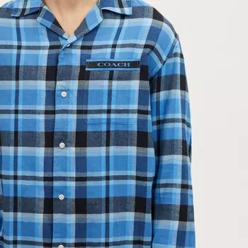 Пижамный комплект в клетку Coach Outlet, цвет Navy Multi