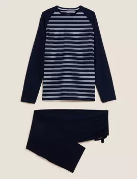 Пижамный комплект в полоску из чистого хлопка Marks & Spencer