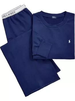 Пижамный свитшот и широкий комплект из клубной махровой ткани Polo Ralph Lauren, синий