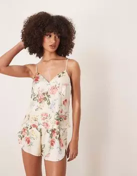 Пижамный топ Abercrombie & Fitch с завязками и цветочным принтом
