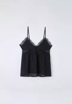 Пижамный топ CON STRASS Terranova, черный