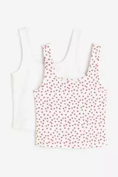 Пижамный топ H&amp;M Lace-trimmed, 2 предмета, белый/красный