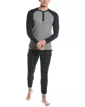 Пижамный топ и спортивный комплект Brooks Brothers из 2 предметов вафельной вязки, синий