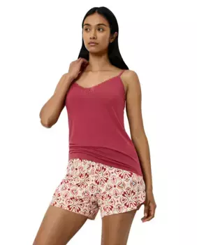 Пижамный топ из модала TENCEL в полоску с нежной кружевной вставкой Triumph, красный