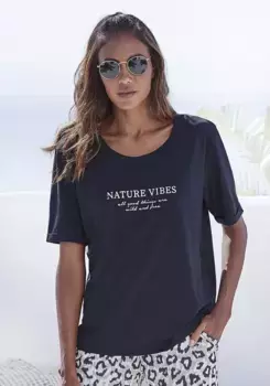 Пижамный топ LASCANA, мягкий, качественный, черный