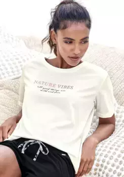 Пижамный топ LASCANA, мягкий, качественный, цвет Ecru