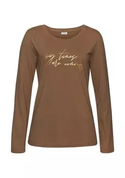 Пижамный топ LASCANA Pajama Shirt, коричневый