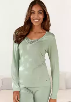 Пижамный топ LASCANA с кружевными деталями, цвет Jade