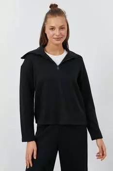 Пижамный топ с короткой молнией Koton, черный