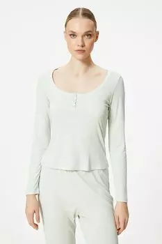 Пижамный топ с модалом и принтом Koton, зеленый