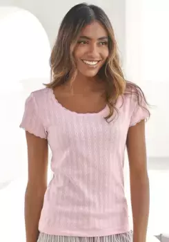 Пижамный топ S.Oliver из ажурной вязки, розовый