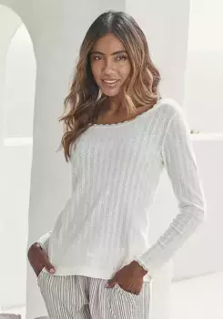 Пижамный топ S.Oliver из ажурной вязки, цвет Ecru