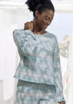 Пижамный топ S.Oliver с деталями Babylock, цвет Trkis Gestreift
