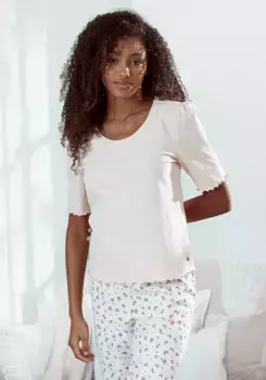 Пижамный топ S.Oliver с объемными рукавами, розовый