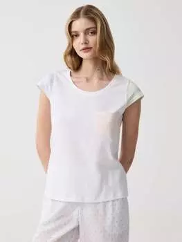 Пижамный топ с рукавами и полосатым карманом Ovs, цвет optical white