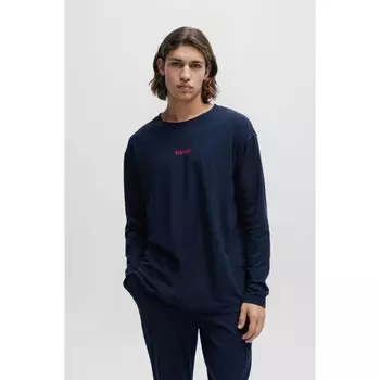 Пижамный топ свободного кроя из эластичного хлопка с логотипом Hugo, цвет Dark Blue