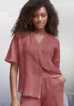 Пижамный верх S.Oliver из тканого муслина, красный