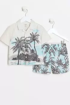 Пижамы для мальчиков с принтом ладони River Island, бежевый