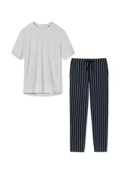 Пижамы из органического хлопка SCHIESSER, цвет Blau Gestreift Grau