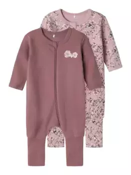 Пижамы Name It "NBFNIGHTSUIT 2P ZIP FF GRAPE FLOWER NOOS" (упаковка, 2 шт.), цвет Grape Shake