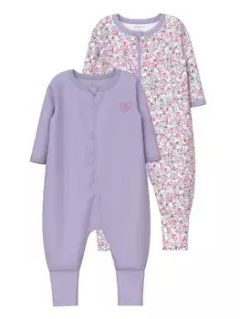 Пижамы Name It "NBFNIGHTSUIT 2P ZIP FF PETIT FLOWER NOOS" (комплект, 2 шт.), цвет Pastel Lilac