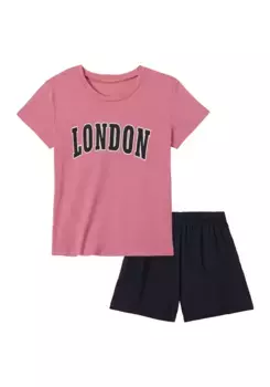 Пижамы petite fleur (2 шт., 1 шт.), с крупным принтом спереди, синий