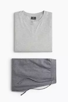 Пижамы стандартного кроя H&M, серый