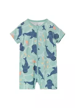 Пижамы WHALE SHORT SLEEVE Polarn O. Pyret, бирюзовый