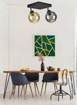 Плафон, потолочный светильник с 2 источниками света, плафоны, 2x E27, LED, прозрачный, медовый, черный, золотой kiki design, желтый