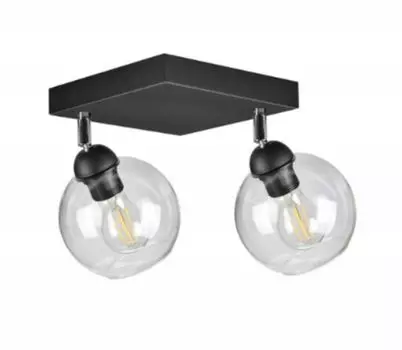 Плафон, потолочный светильник с 2 источниками света, плафоны, 2x E27, светодиод, черный, прозрачный kiki design