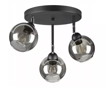 Плафон, потолочный светильник с 3 плафонами из черного стекла, прозрачный, 3x E37 kiki design, черный