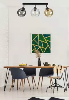 Плафон, потолочный светильник с 3 плафонами из стекла черного цвета, алюминий, прозрачный, 3x E27 kiki design, черный